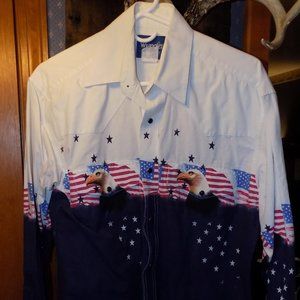 Wranger Snap Button Down Shirt Bald Eagle Medium
